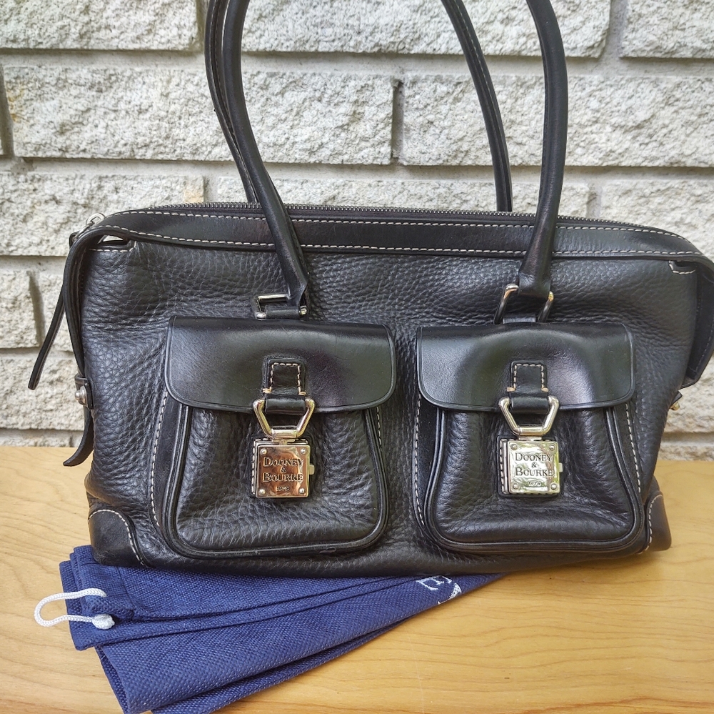 Dooney & Bourke Leather Satchel 2 Handle Pocket